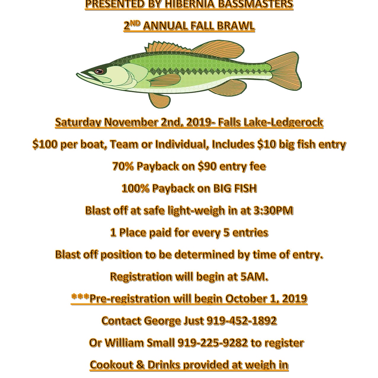 Membership Drive Tourney Saturday, November 2 Hibernia Bassmasters